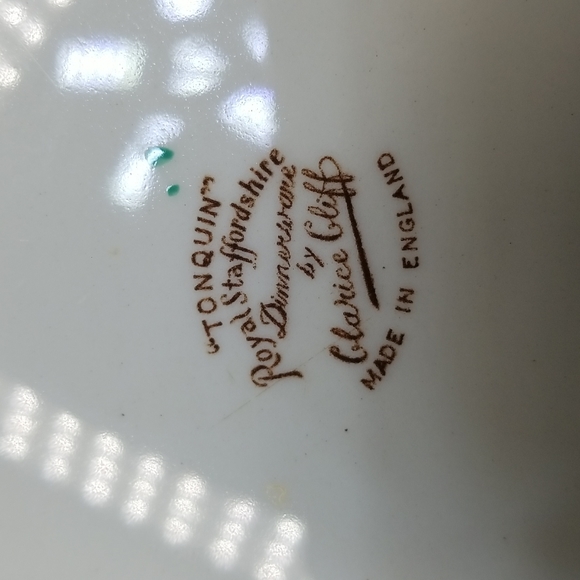 Royal Staffordshire Clarice Cliff Tonquin Brown MuliColor Dinner Plate - Picture 4 of 9